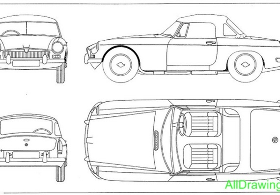 MG B (1963) (МГ Б (1963)) - чертежи (рисунки) автомобиля